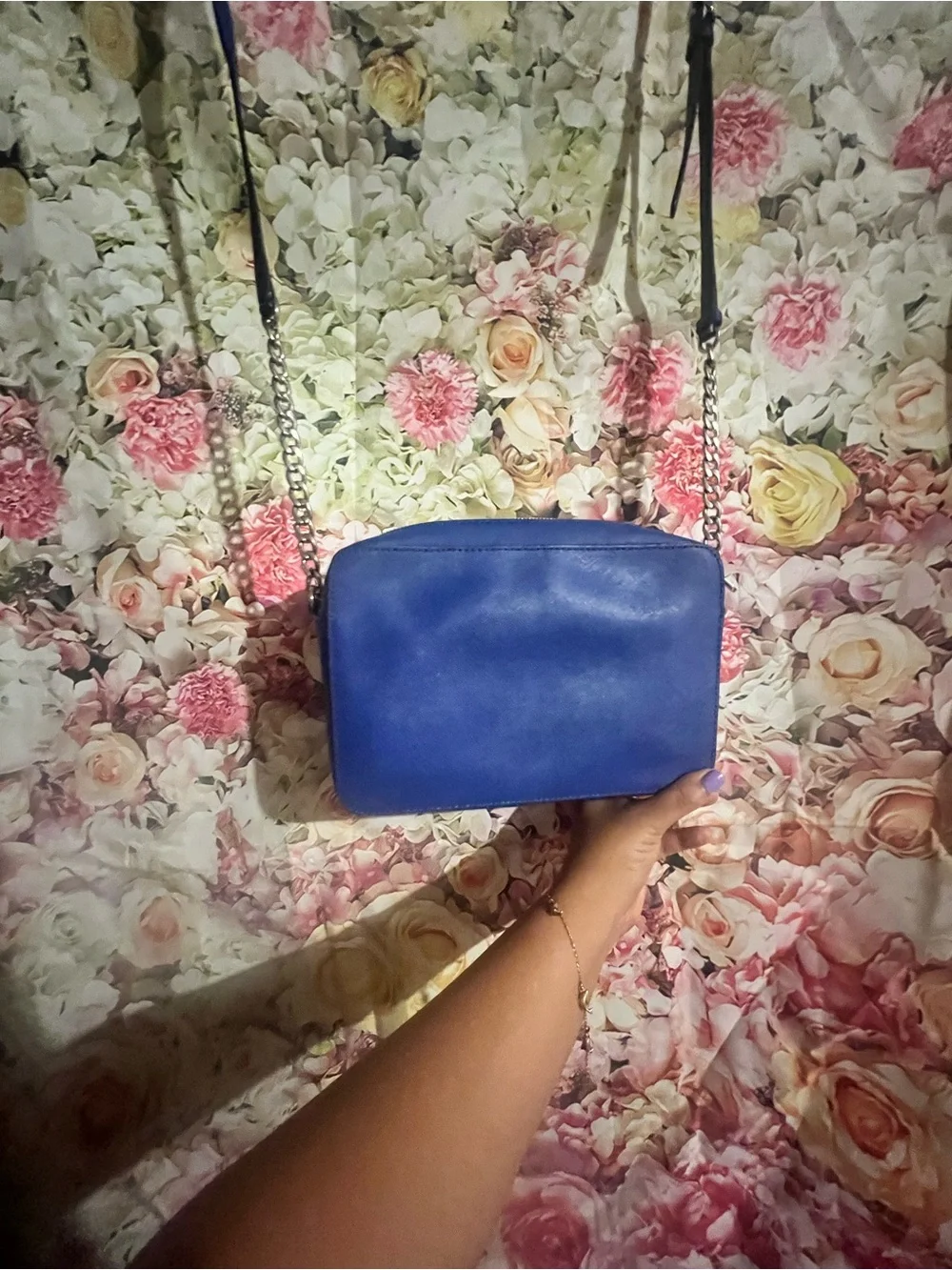 Michael Kors Royal Blue Leather Chain-Strap Crossbody